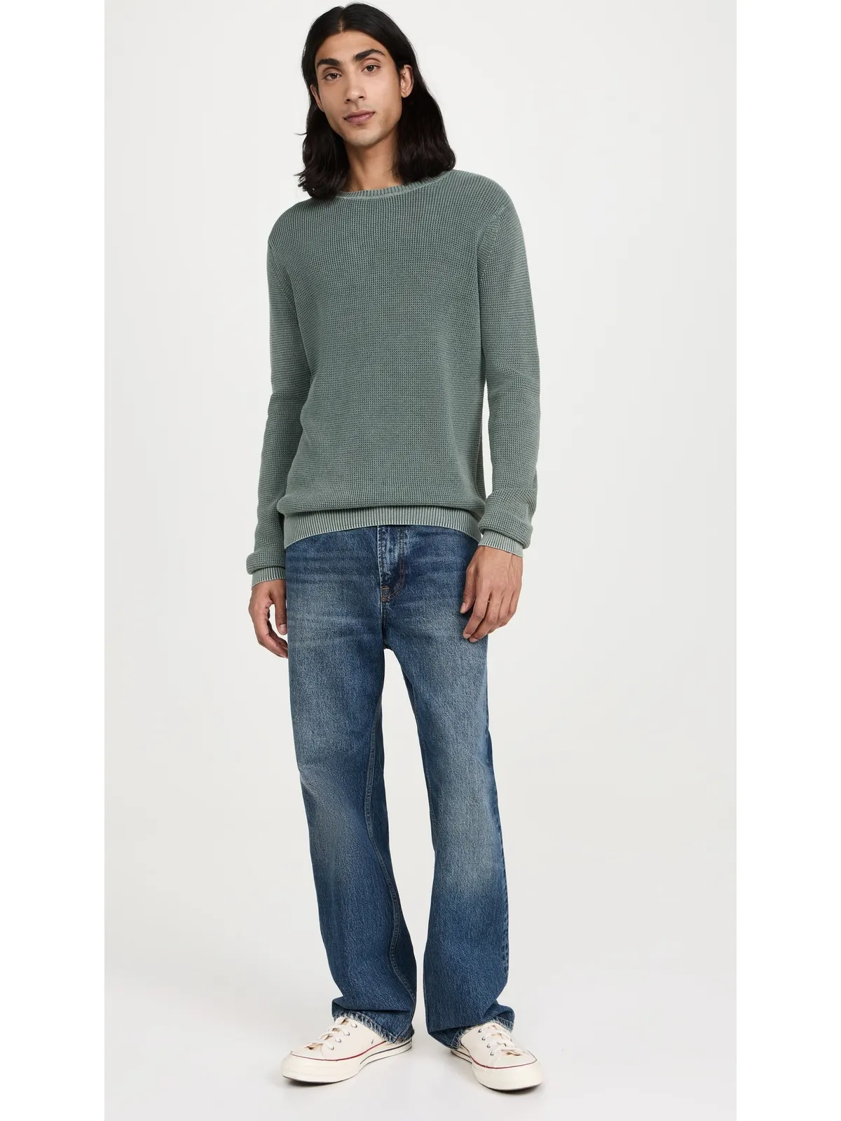 Faherty Sunwashedクルーネックセーター Mountain Olive - 画像5