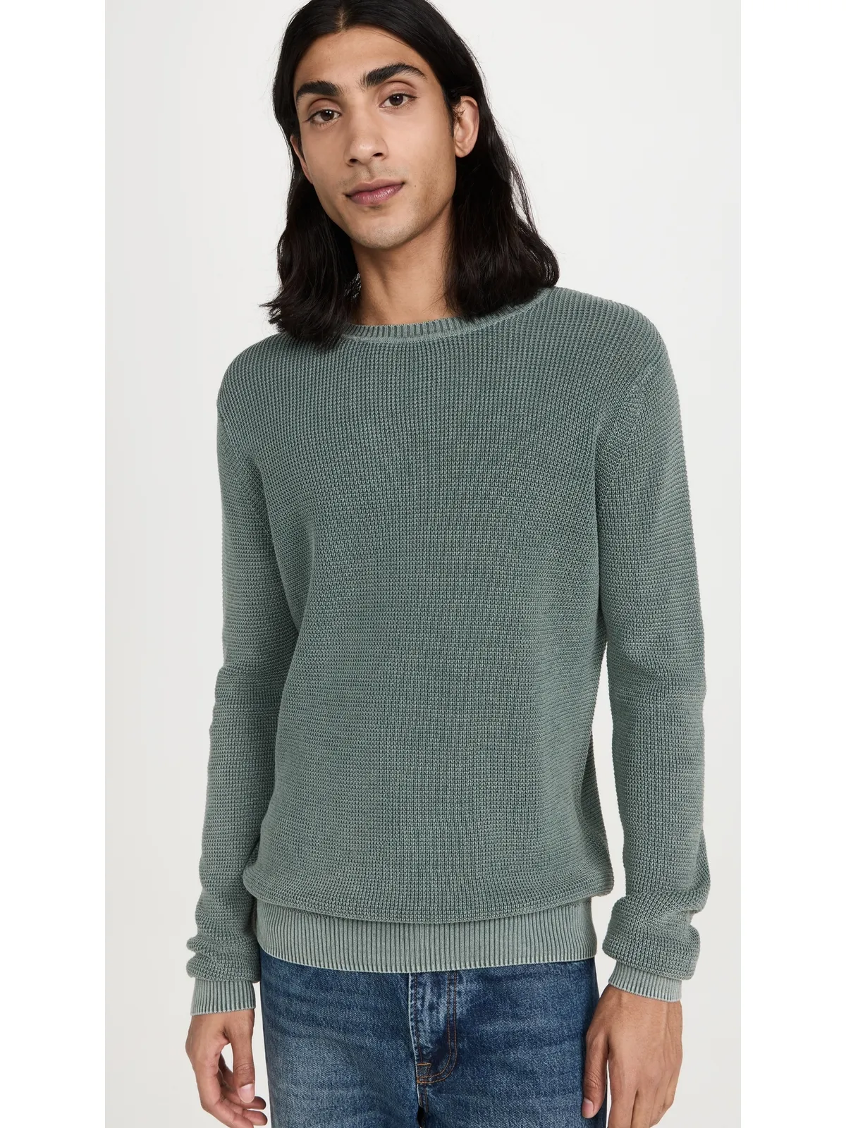 Faherty Sunwashedクルーネックセーター Mountain Olive - 画像2