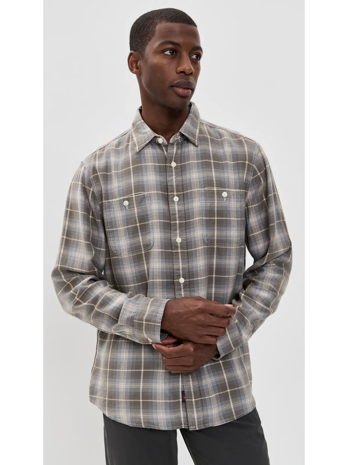 Faherty シャンブレー・ワークシャツ アイアンウォータープレイド - 画像2