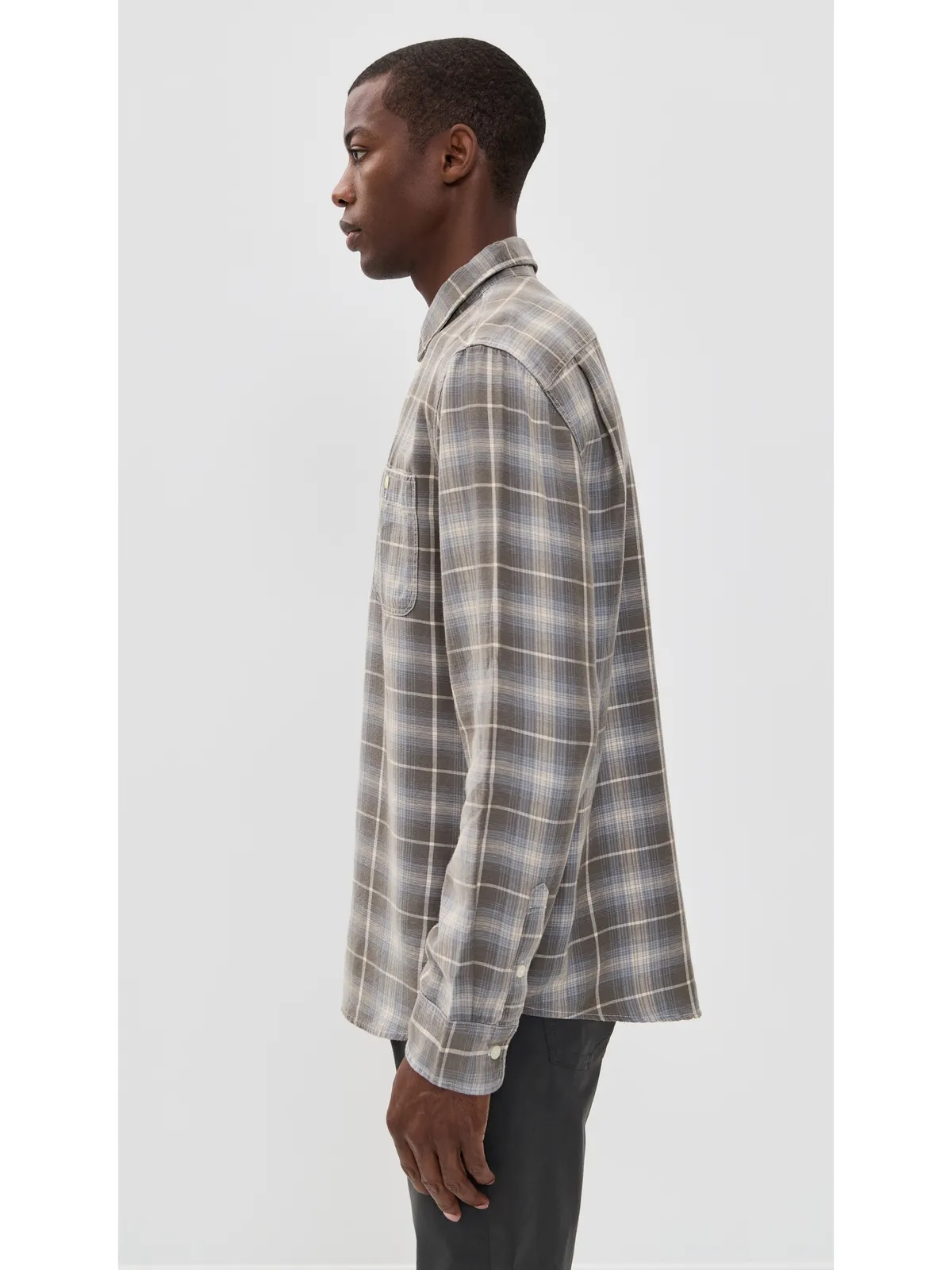 Faherty シャンブレー・ワークシャツ アイアンウォータープレイド - 画像4