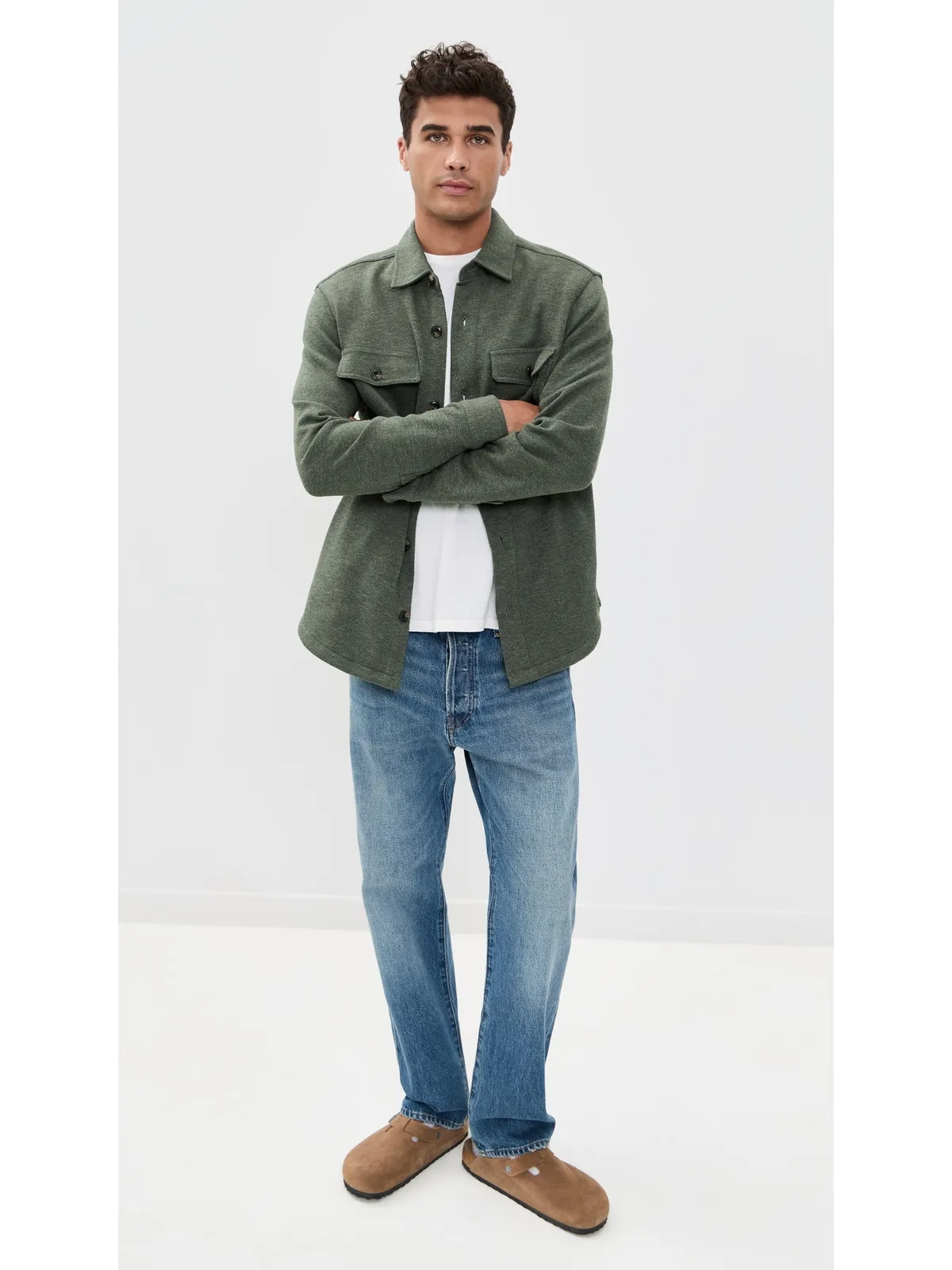 Faherty インレットニット CPOシャツ オリーブリーフ メランジェ - 画像5