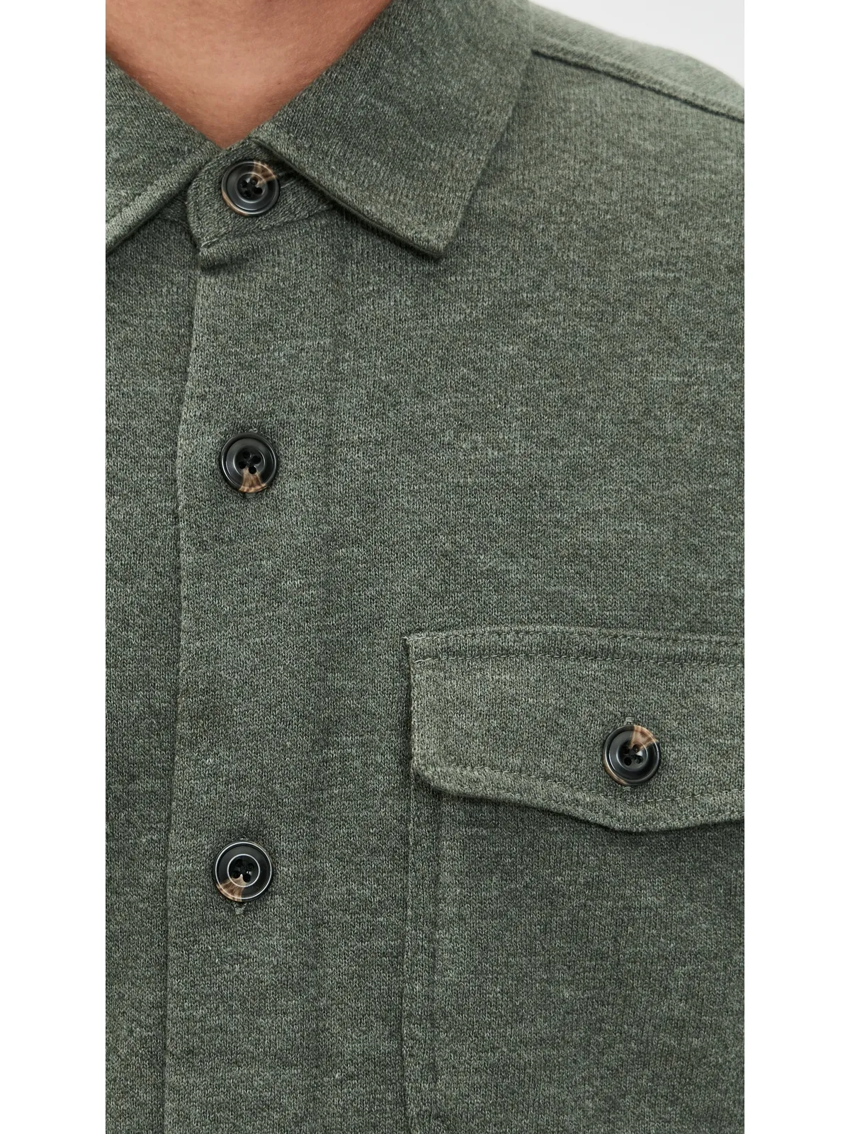 Faherty インレットニット CPOシャツ オリーブリーフ メランジェ - 画像6