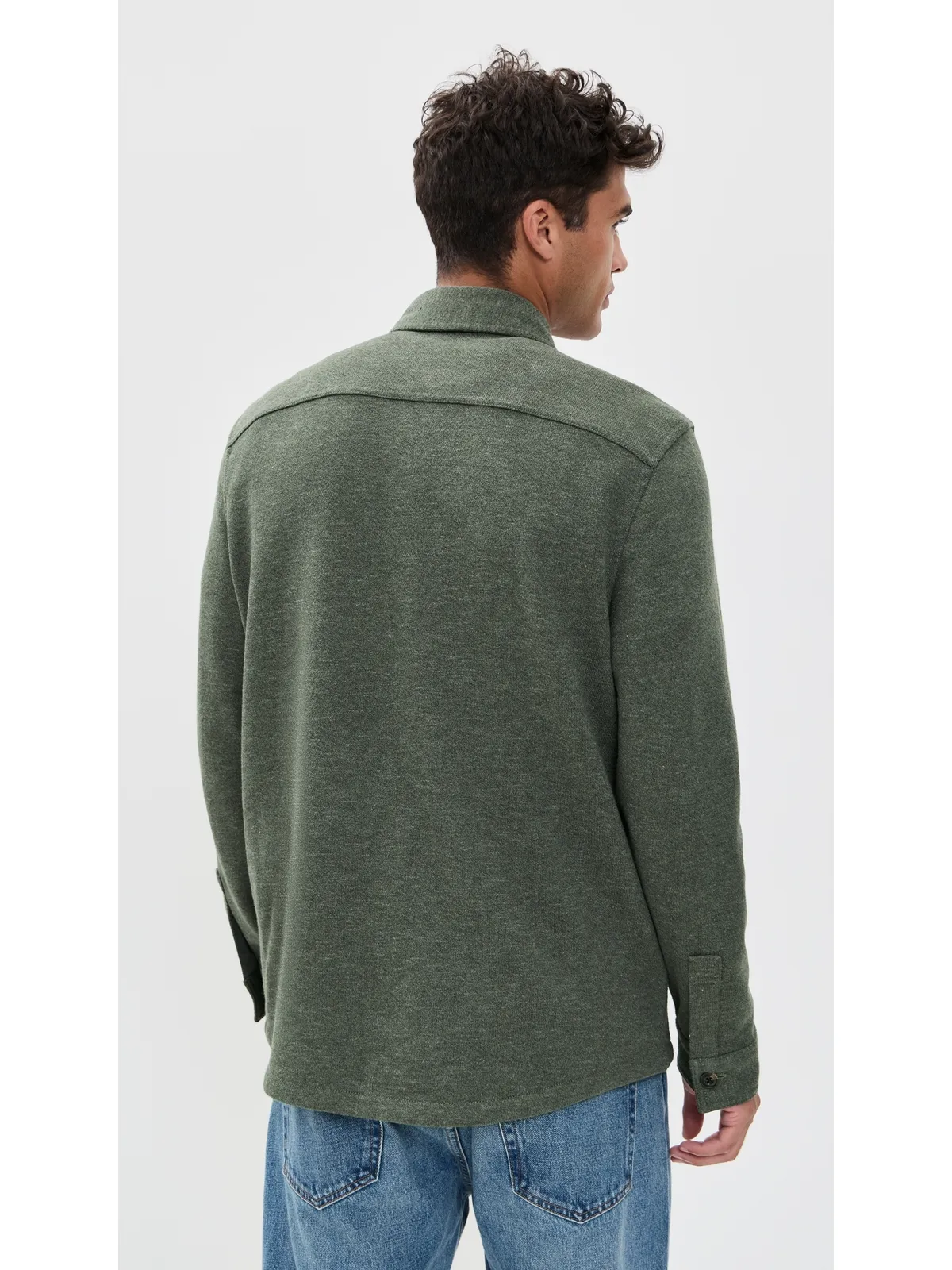 Faherty インレットニット CPOシャツ オリーブリーフ メランジェ - 画像3
