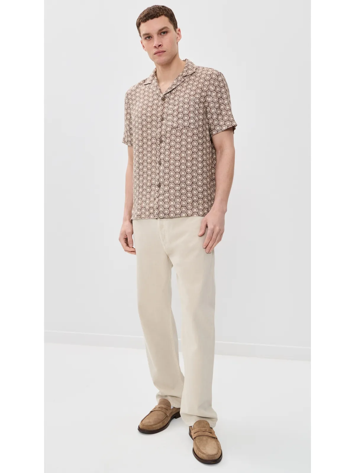 Faherty パルマ リネン キャンプシャツ（Shore Sun Woodblock） - 画像5