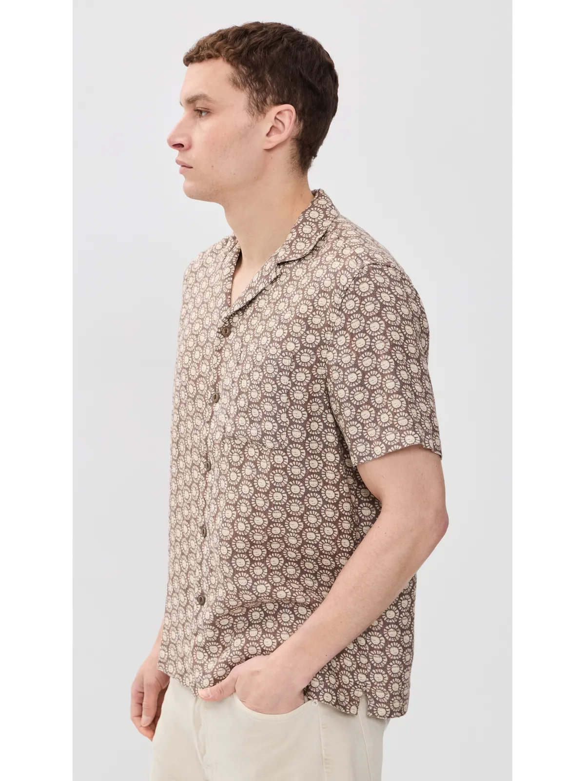 Faherty パルマ リネン キャンプシャツ（Shore Sun Woodblock） - 画像4
