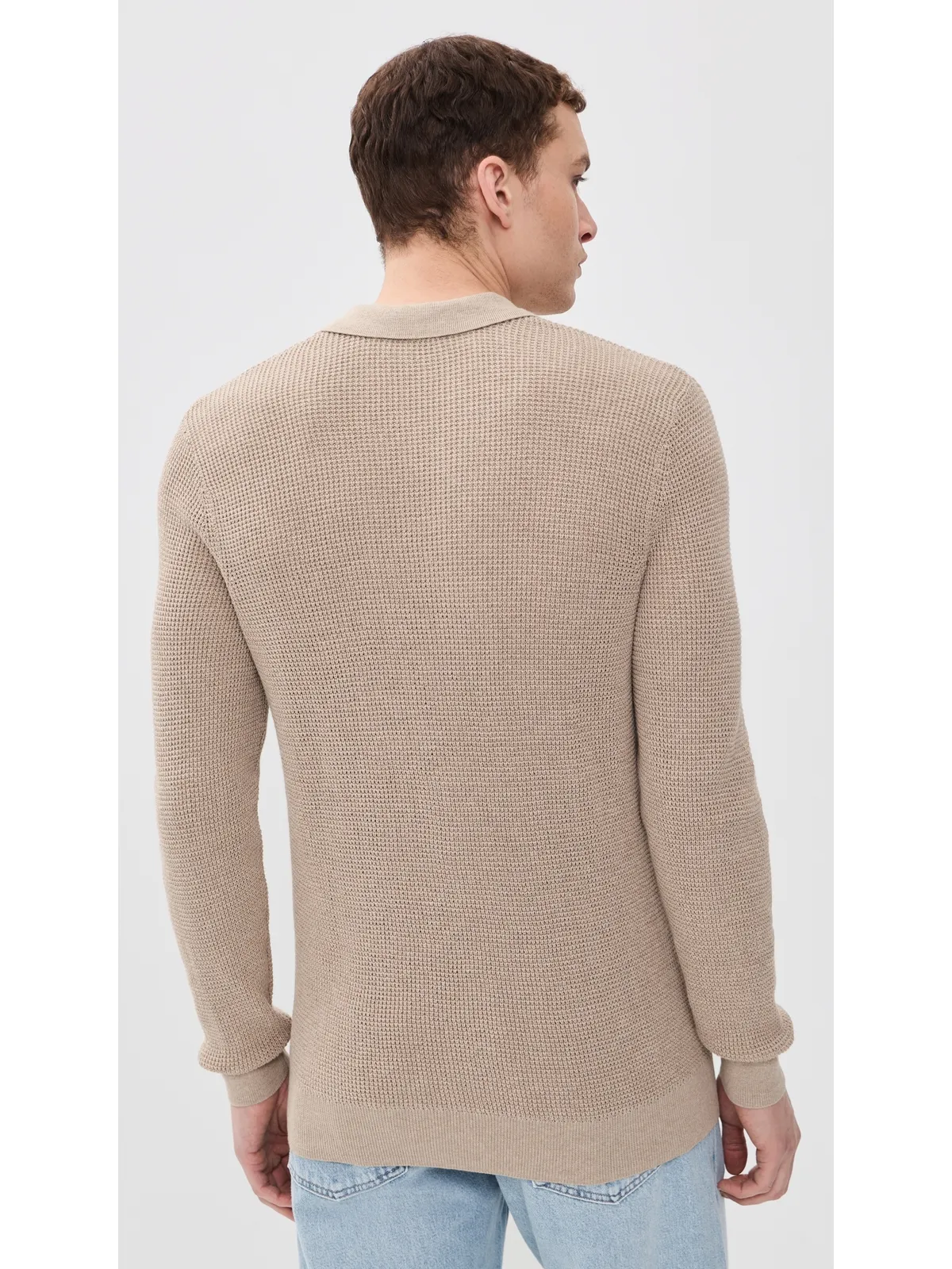 Faherty 長袖サンウォッシュドポロセーター ナチュラル - 画像3