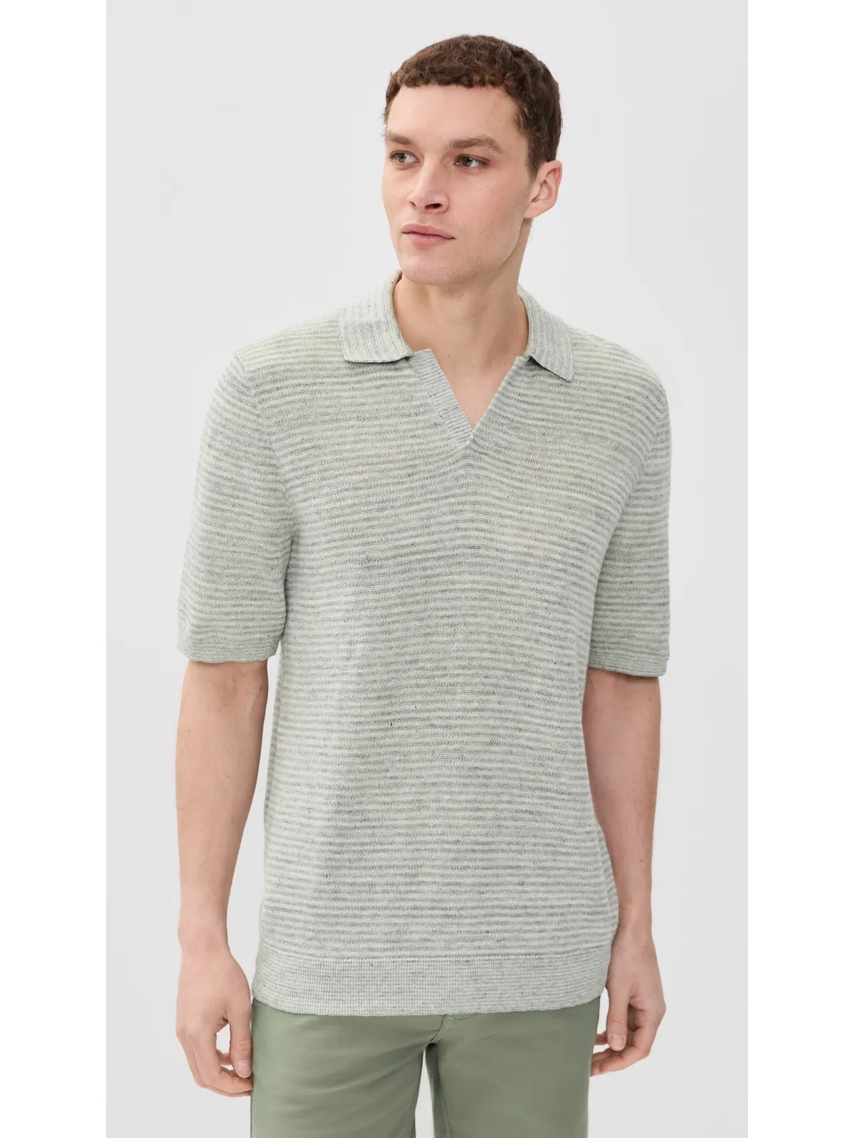Faherty リネン半袖ポロセーター BEACH TREE STRIPE - 画像2