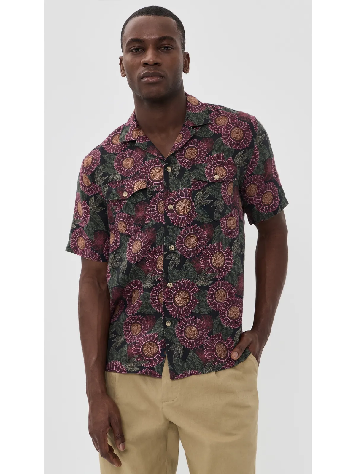 Faherty リザーブ バスク キャンプシャツ ブラック フローラル ロード - 画像2