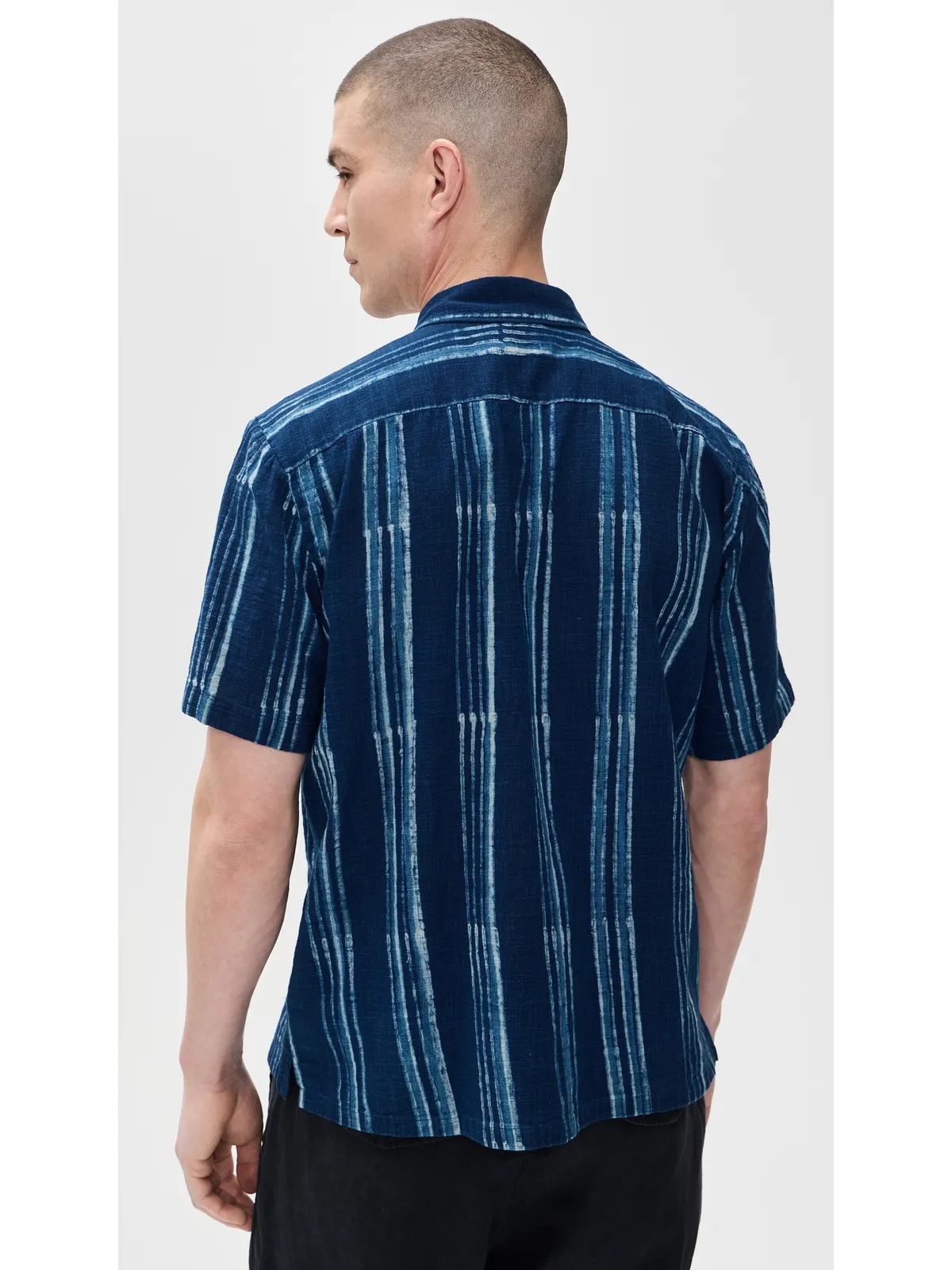 Faherty インディゴストライプ半袖キャンプシャツ - 画像3