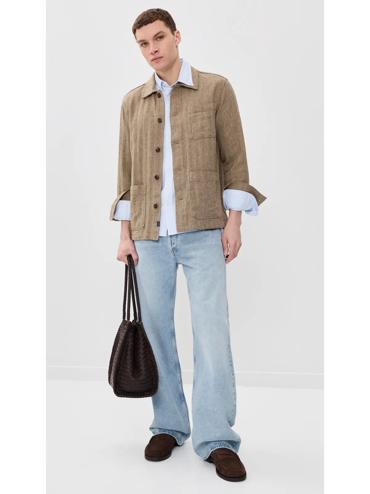 Faherty ヘリンボーン スタジオジャケット カーキ - 画像5