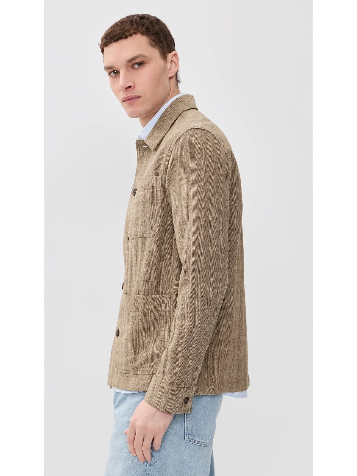 Faherty ヘリンボーン スタジオジャケット カーキ - 画像4