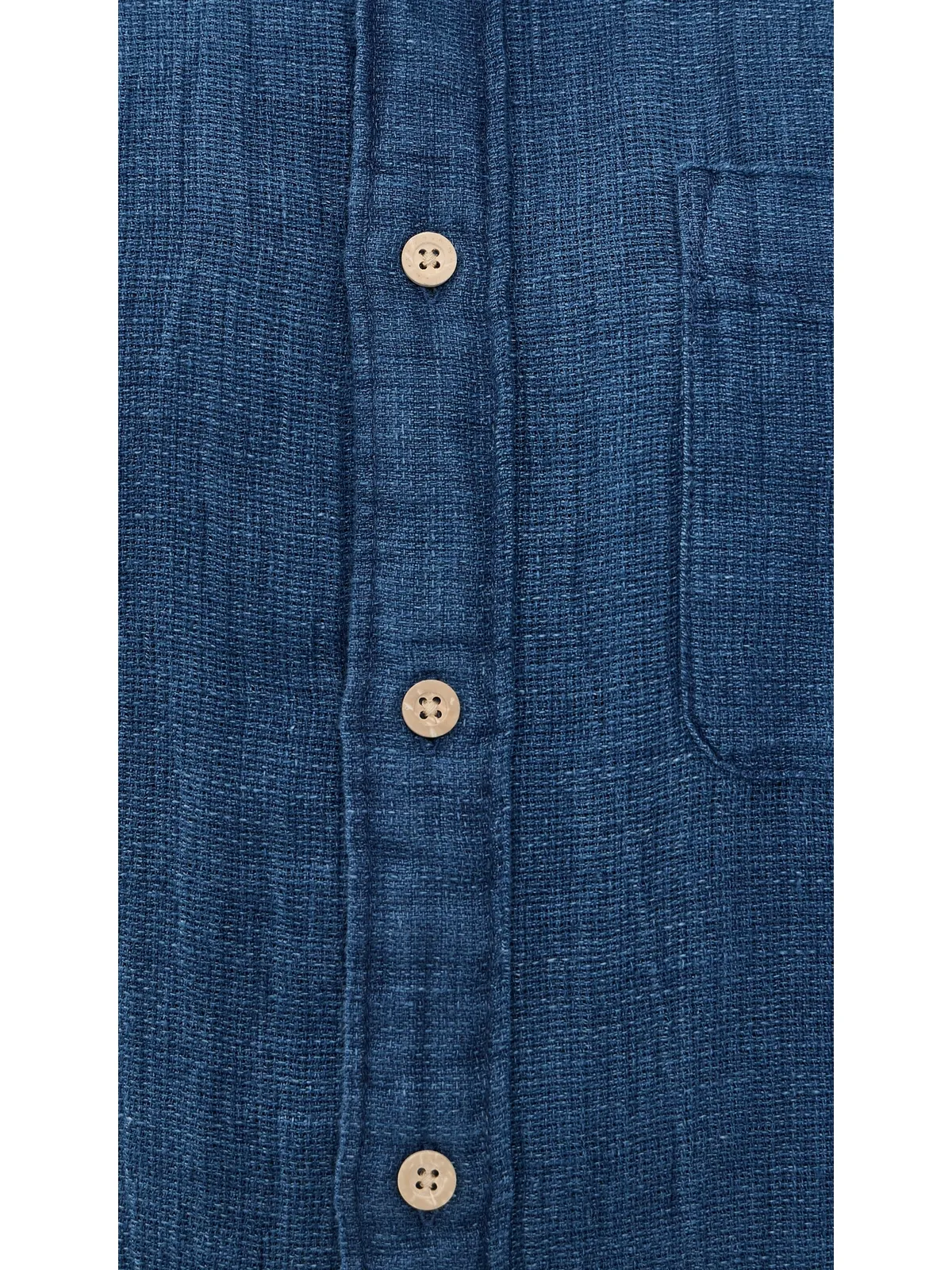 Faherty パルマ リネン シャツ インディゴ バスケットウェーブ - 画像6