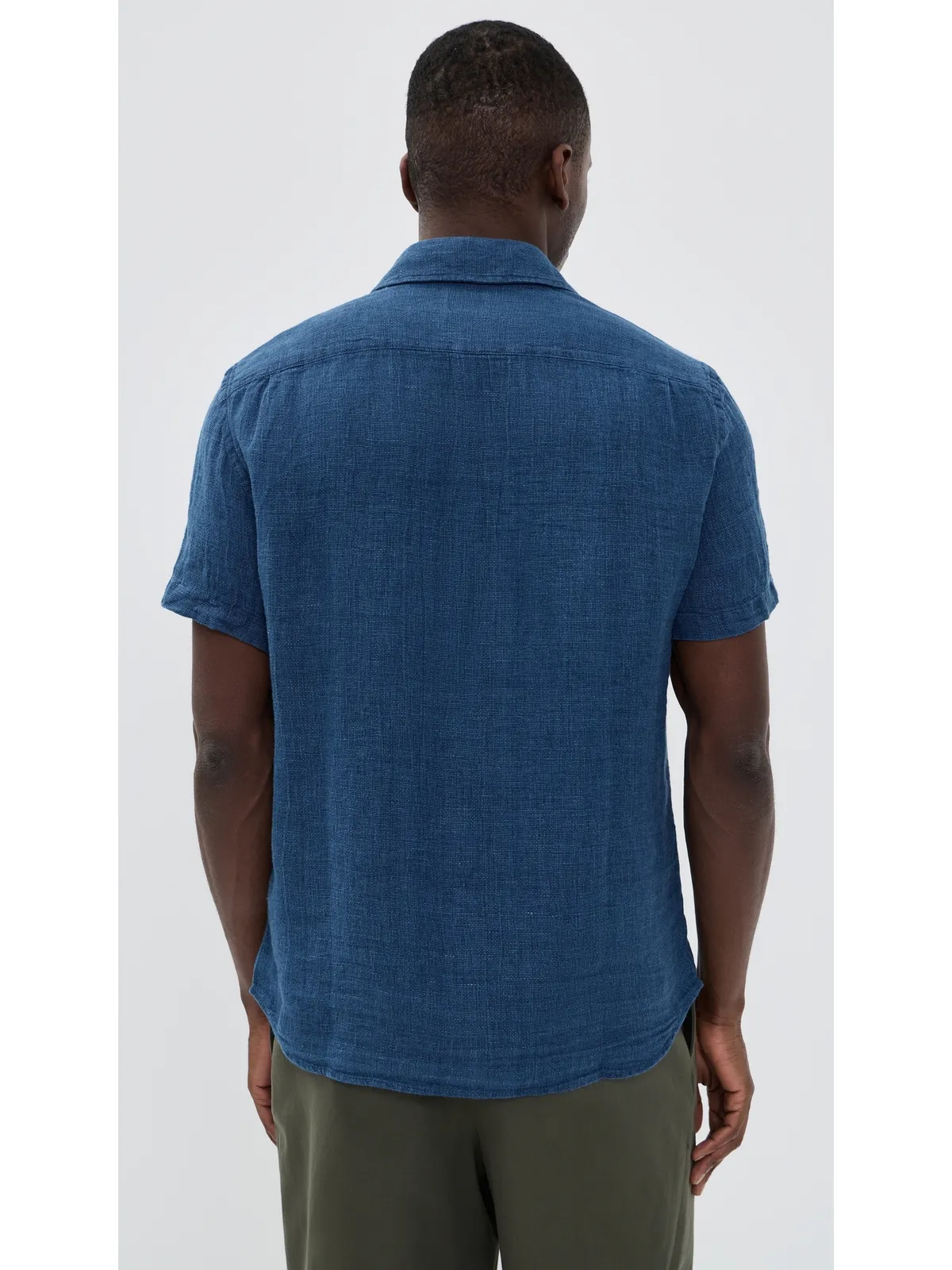 Faherty パルマ リネン シャツ インディゴ バスケットウェーブ - 画像3