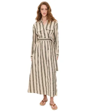 Faherty リネン ジュリア ラップドレス Pine Bay Stripe - サムネイル1
