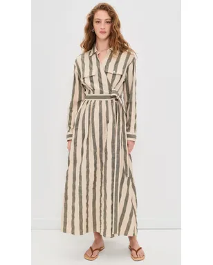 Faherty リネン ジュリア ラップドレス Pine Bay Stripe - サムネイル2