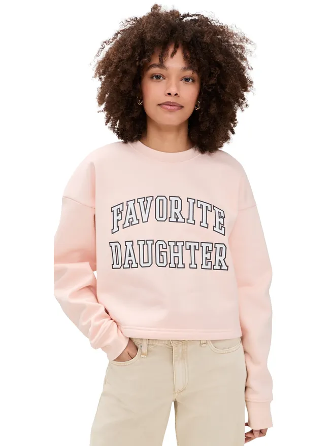 Favorite Daughter Favorite Daughter クロップド カレッジ スウェットシャツ ピンク/ホワイトの商品画像