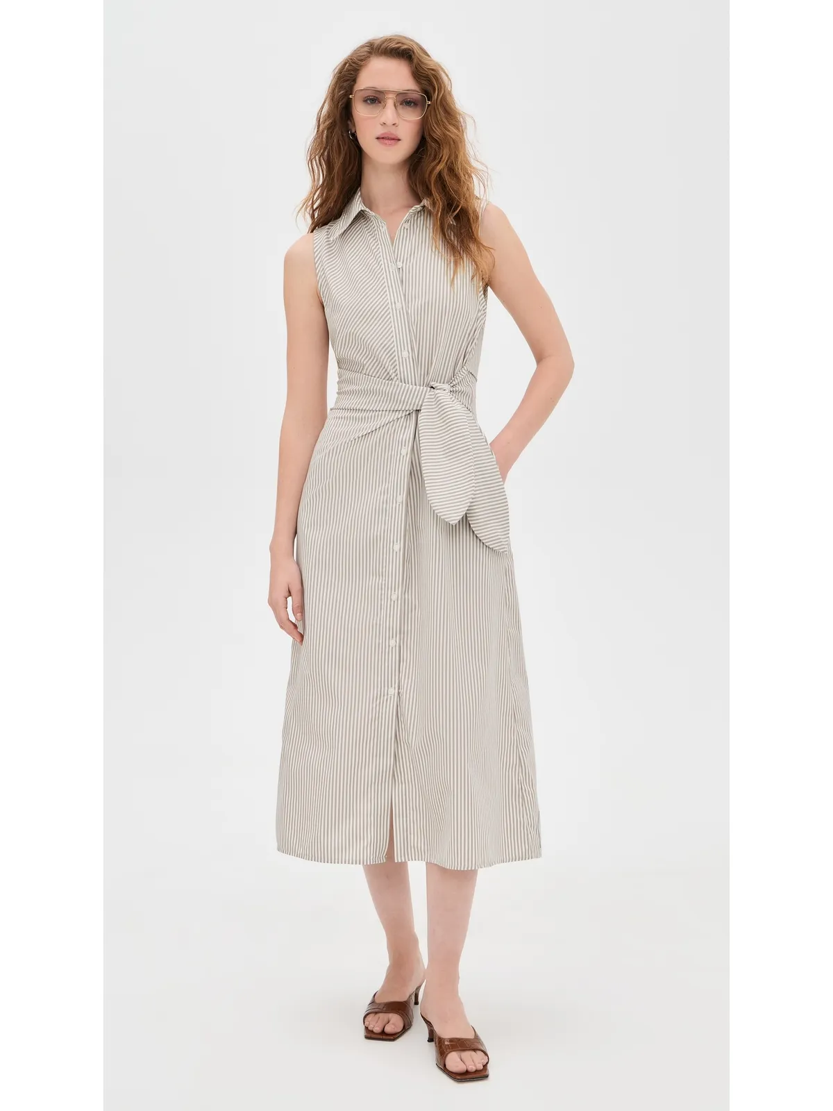 Favorite Daughter The Good Behavior Dress Soft Taupe Stripe - 画像5