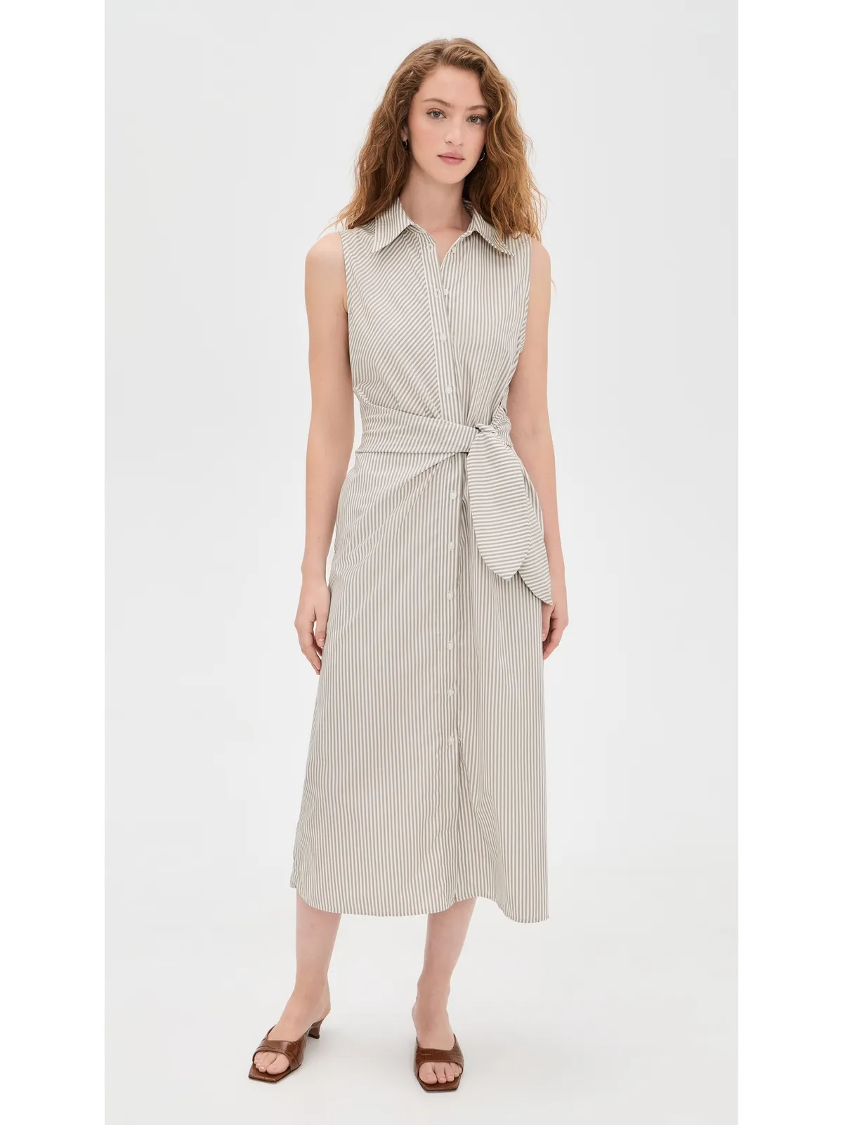 Favorite Daughter The Good Behavior Dress Soft Taupe Stripe - 画像2