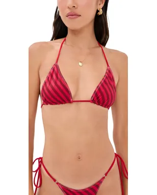 Frankies Bikinis Nick Satin ビキニトップ 春ストライプ - サムネイル1