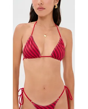 Frankies Bikinis Nick Satin ビキニトップ 春ストライプ - サムネイル2