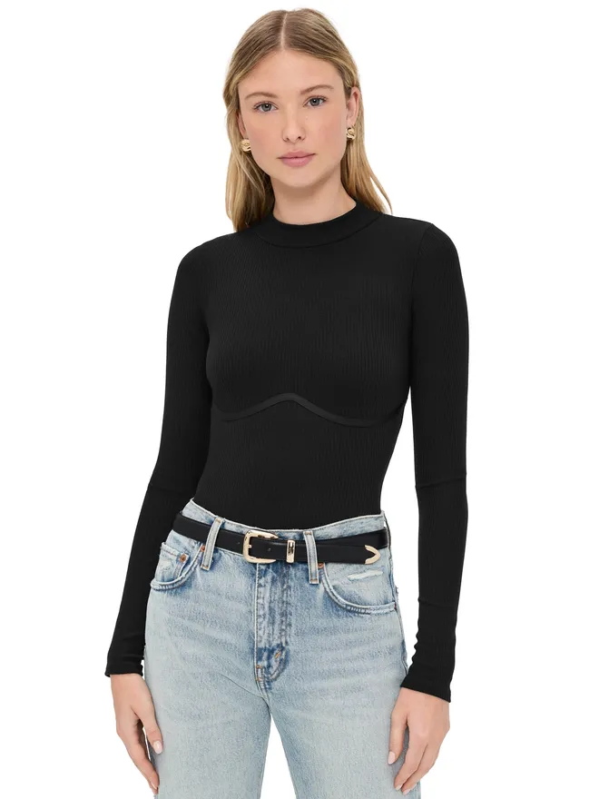 fleur du mal Fleur du Mal Hourglass Rib Mock Neck Thong ボディスーツの商品画像