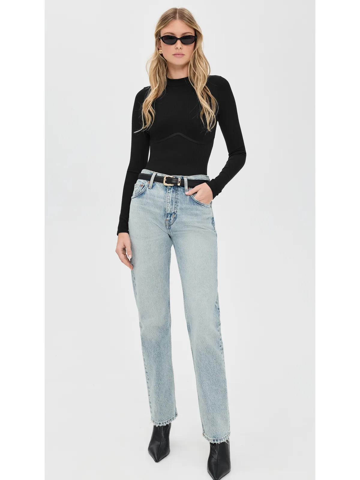 Fleur du Mal Hourglass Rib Mock Neck Thong ボディスーツ - 画像5