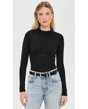 Fleur du Mal Hourglass Rib Mock Neck Thong ボディスーツ - サムネイル2