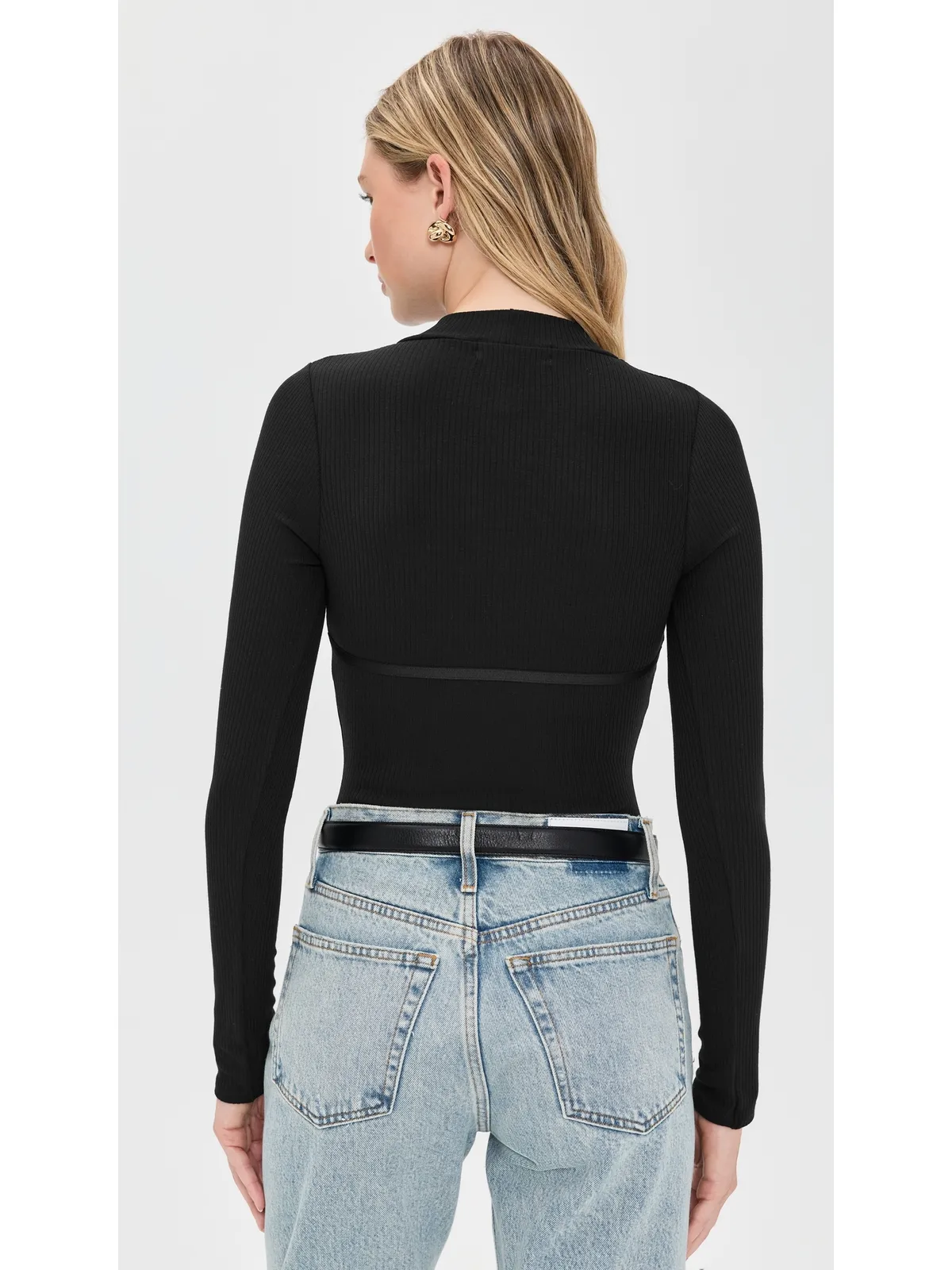 Fleur du Mal Hourglass Rib Mock Neck Thong ボディスーツ - 画像3