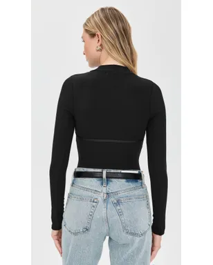 Fleur du Mal Hourglass Rib Mock Neck Thong ボディスーツ - サムネイル3