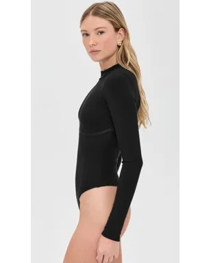 Fleur du Mal Hourglass Rib Mock Neck Thong ボディスーツ - サムネイル4