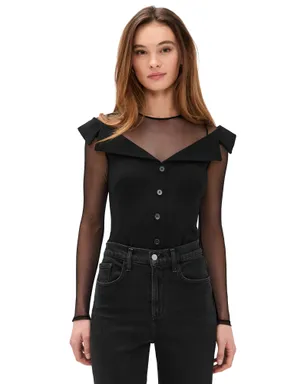 Fleur du Mal オフショルダーブレザー・ボディスーツ - サムネイル1