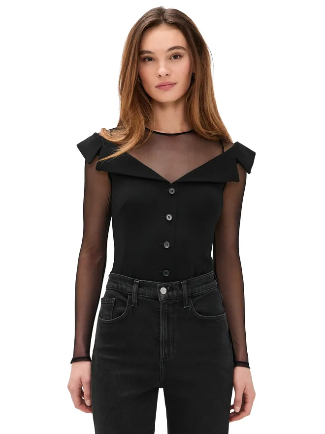fleur du mal Fleur du Mal オフショルダーブレザー・ボディスーツの商品画像
