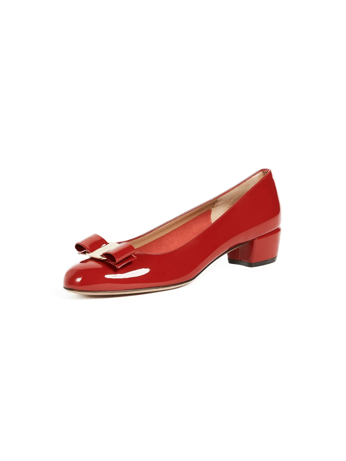 FERRAGAMO Vara ロー ヒール パンプス ロッソ - 画像1