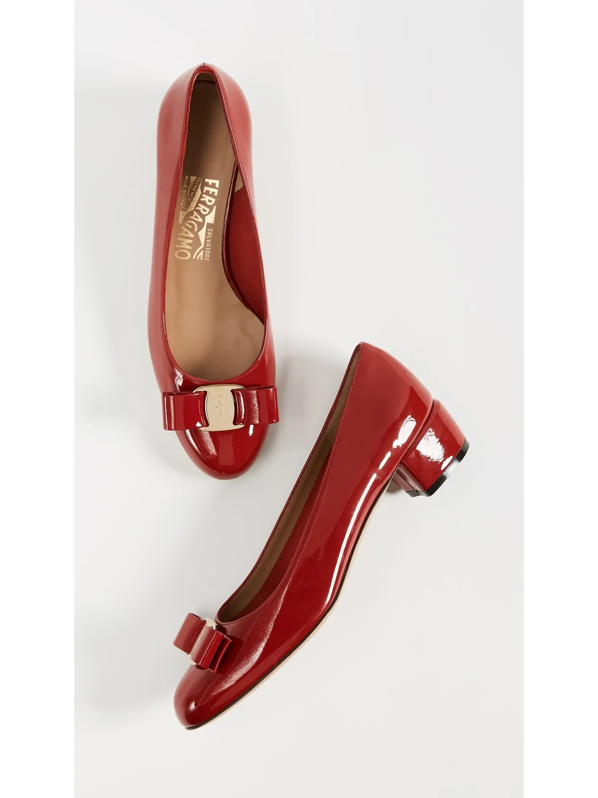 FERRAGAMO Vara ロー ヒール パンプス ロッソ - 画像5