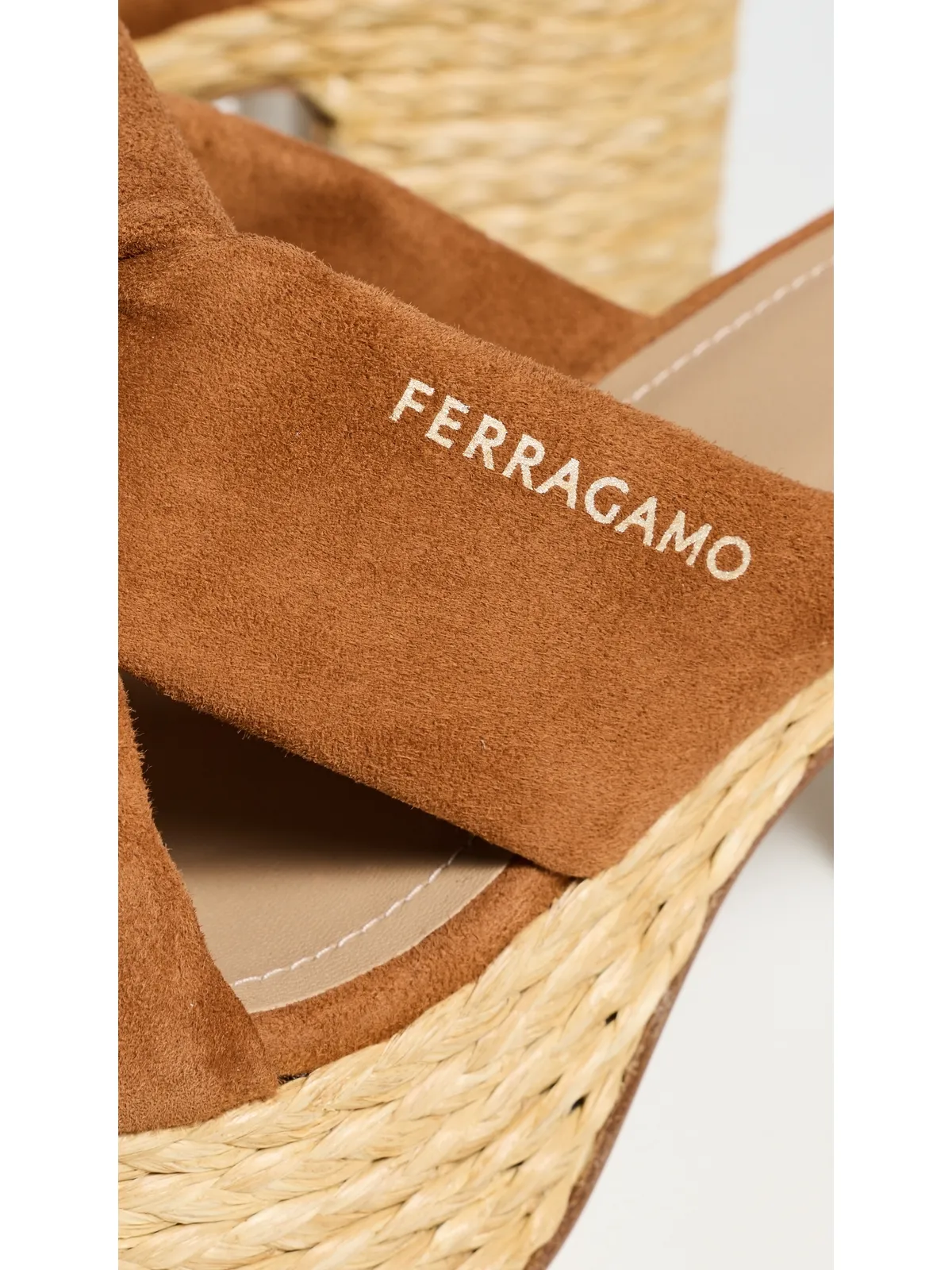 FERRAGAMO ダグラス プラットフォーム サンダル コニャック スエード - 画像6