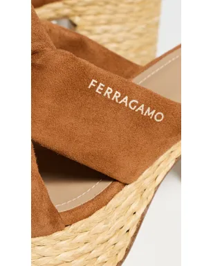 FERRAGAMO ダグラス プラットフォーム サンダル コニャック スエード - サムネイル6