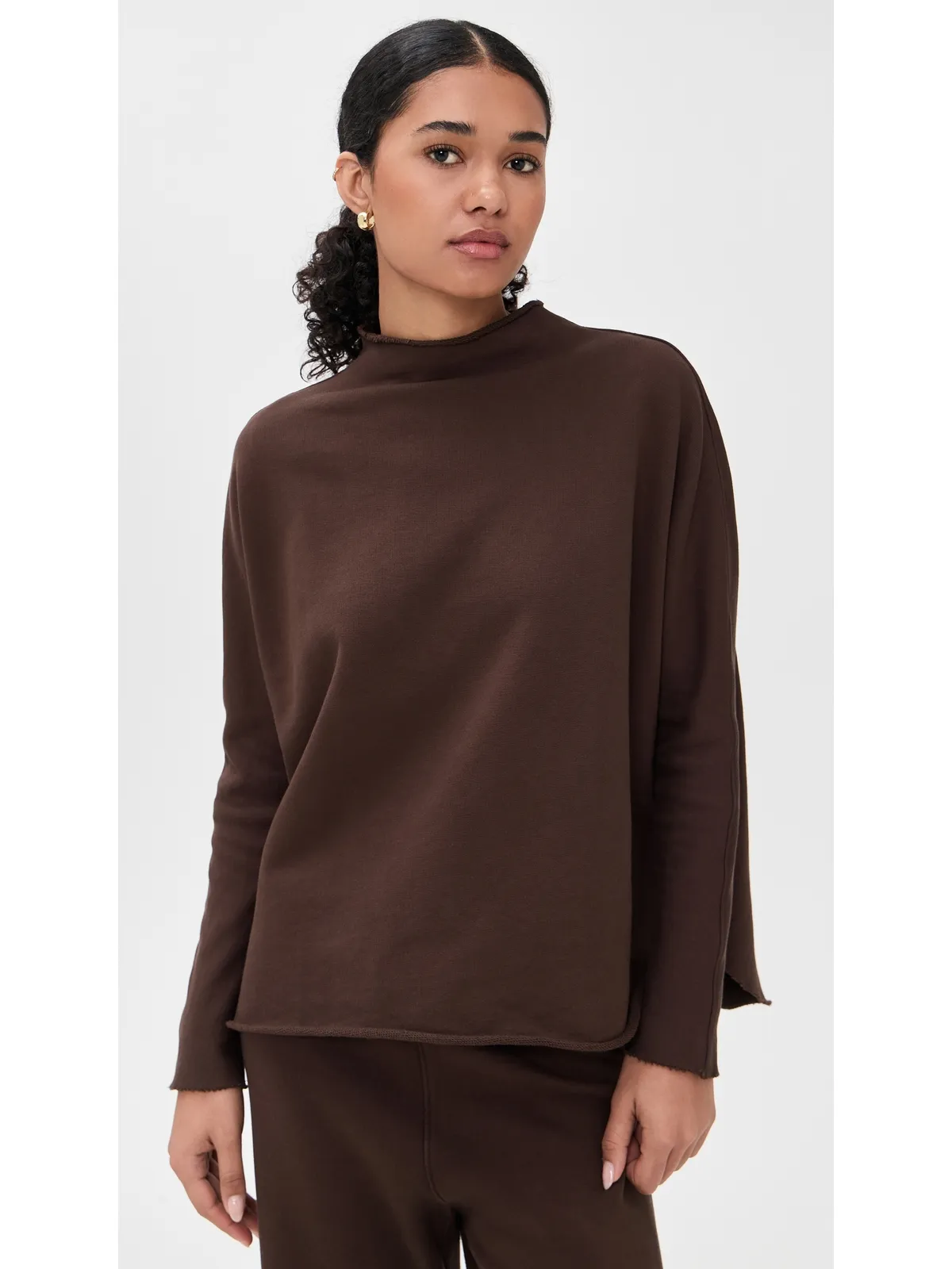 Frank & Eileen Effie Funnel Neck Capelet Sweatshirt Coco - 画像2