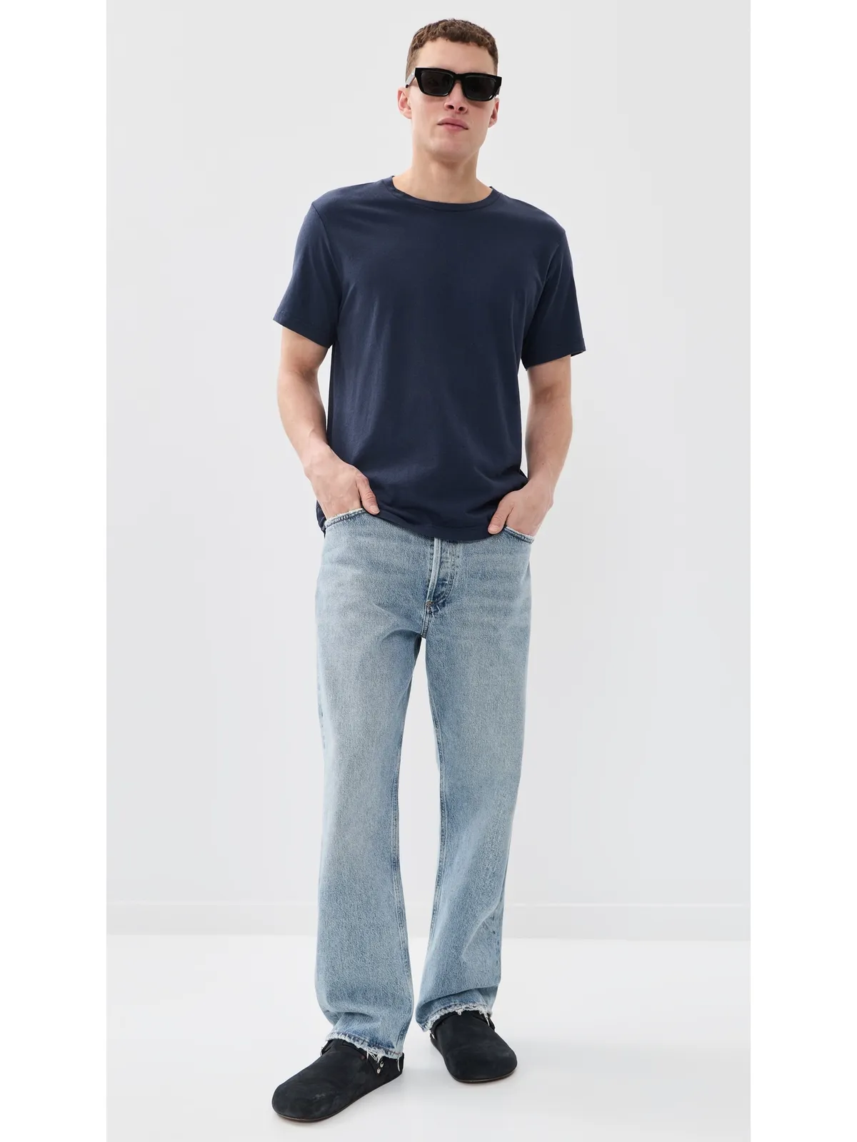 Frescobol Carioca ディニス リネンブレンドTシャツ ミッドナイトブルー - 画像5