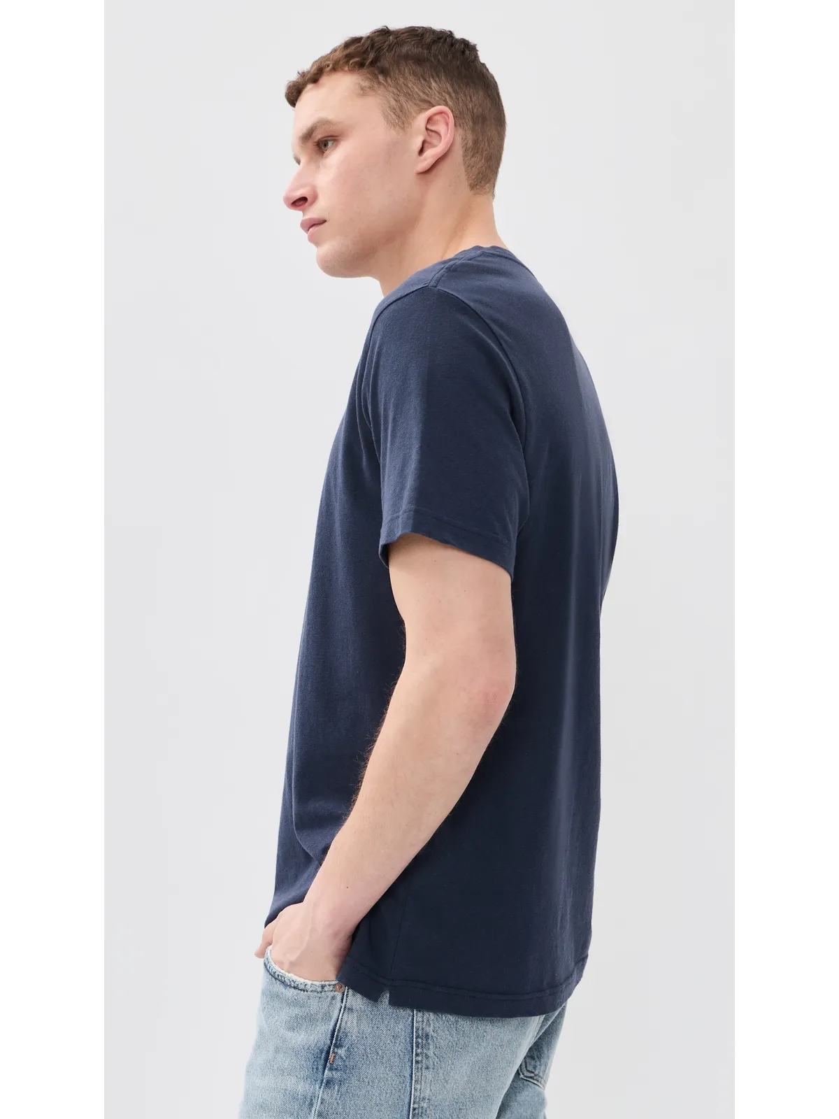 Frescobol Carioca ディニス リネンブレンドTシャツ ミッドナイトブルー - 画像4