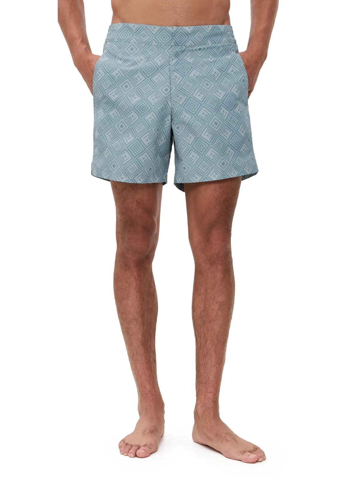 Frescobol Carioca Angra Madeira柄 Porto Swim Shorts コースタルブルー - 画像1