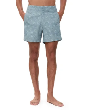 Frescobol Carioca Angra Madeira柄 Porto Swim Shorts コースタルブルー - サムネイル1