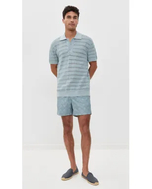 Frescobol Carioca Angra Madeira柄 Porto Swim Shorts コースタルブルー - サムネイル5