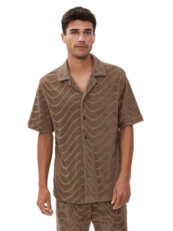 Frescobol Carioca Frescobol Carioca ロベルト フィブラ ジャカード テリー 半袖シャツ カーキの商品画像