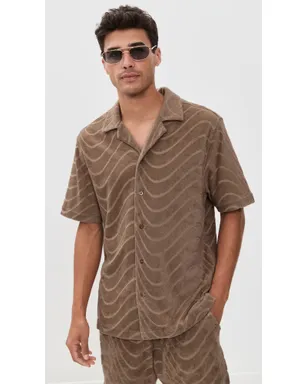 Frescobol Carioca ロベルト フィブラ ジャカード テリー 半袖シャツ カーキ - サムネイル2