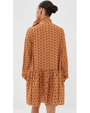 FRANÇOISE ジョアンナ シルクドレス ポルカドット オレンジ×ブラウン - サムネイル3