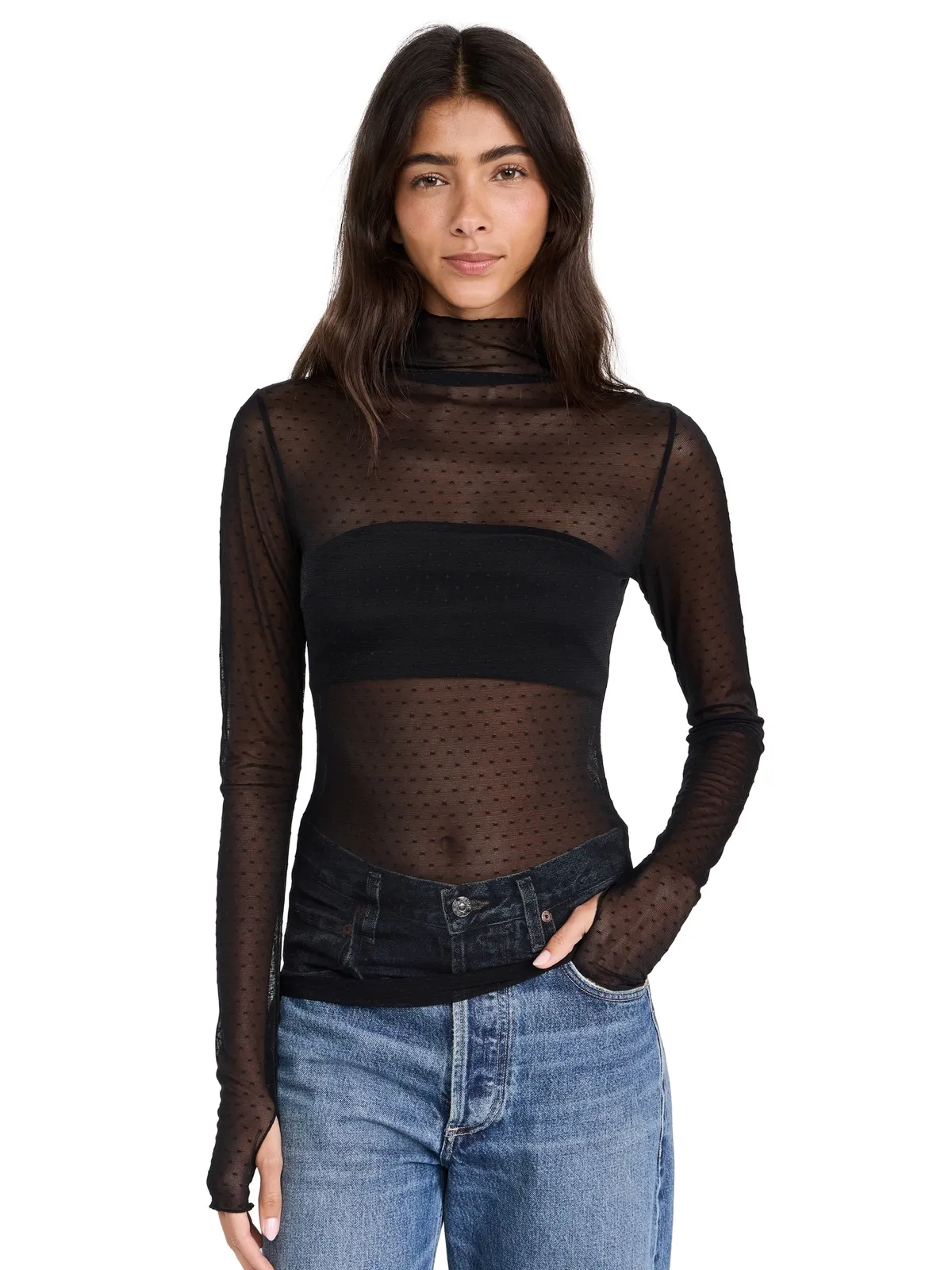 Free People オン・ザ・ドット レイヤリング ブラウス ブラック - 画像1