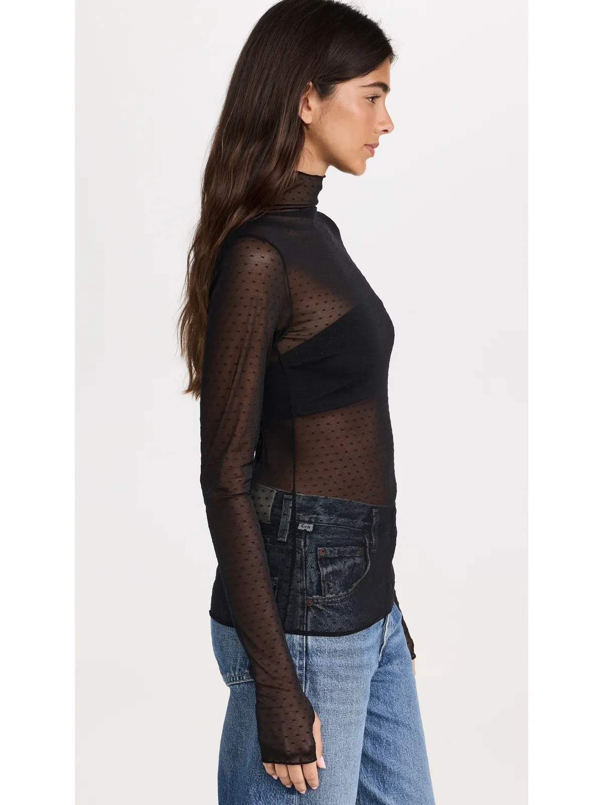 Free People オン・ザ・ドット レイヤリング ブラウス ブラック - 画像4