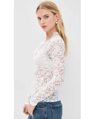 Free People オールデイ レース ロングスリーブ ブラウス - サムネイル4