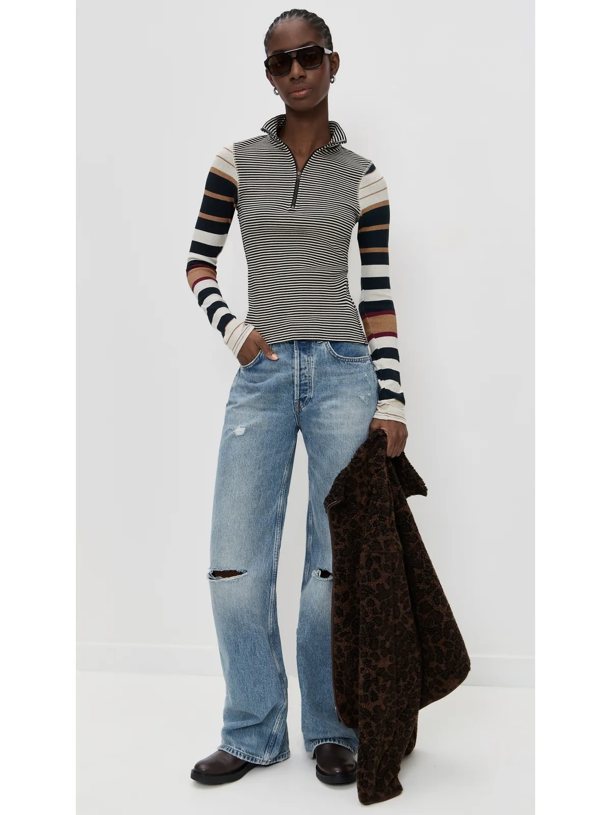 Free People Avery Zip Up Black Combo - 画像5