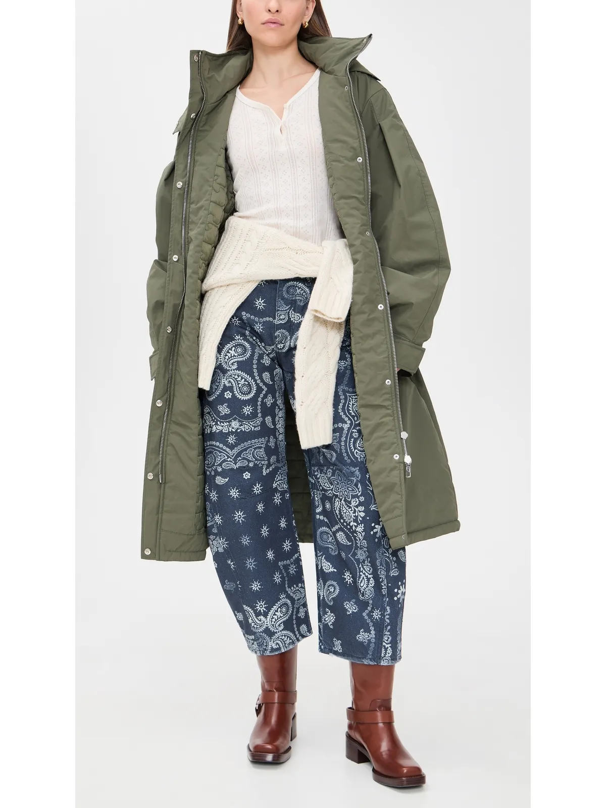 Free People Good Luck プリント バレルジーンズ ネイビー バンダナ - 画像5